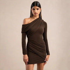 One-Shoulder Ruched Detail Mini Dress