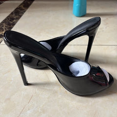 Peep Toe Stiletto Heel Mules