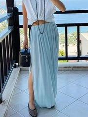 Flowy Draped Waist Maxi Skirt