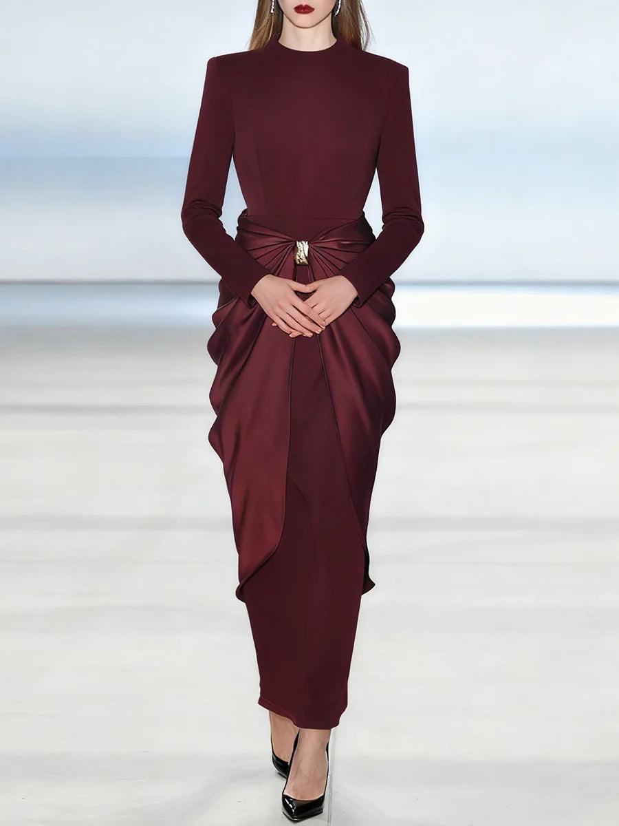 Elegant sheath silhouette dress styled for formal occasions
