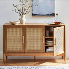 Light Honey Finish 60.00 x 36.22 x 17.99 Inches Rattan Sideboard