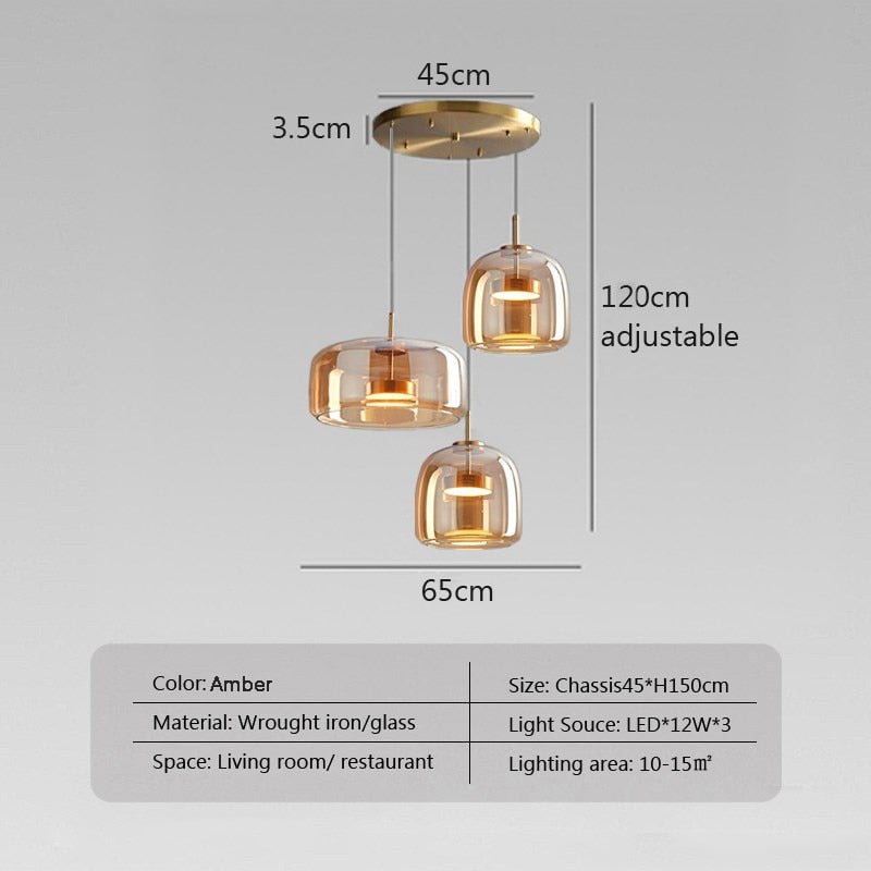 Glass LED Pendant Hanging Lamp For Indoor Décor Lighting