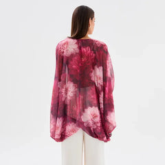 Polka Dot V-Neck Sheer Blouse Top