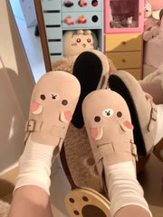 Cartoon Bear Flannel Slip On Slippers