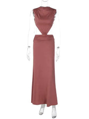 Cutout High Neck Maxi Dress