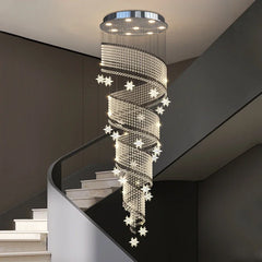 Crystal Star Revolving Long Cone Shaped Modern Chandeliers