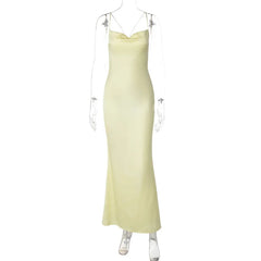Satin Cowl Neck Maxi Dress