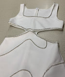 Women's White Diamond Cut-Out Vest Mini Bandage Dress