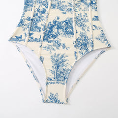 Bustier One-Piece Swimsuit and Wrap Skirt Set