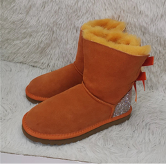 Butterfly knot mid-calf snow boots for women