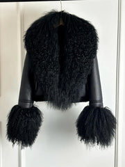 Faux Fur Collar Moto Jacket