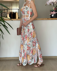 Floral Print Cutout Maxi Set