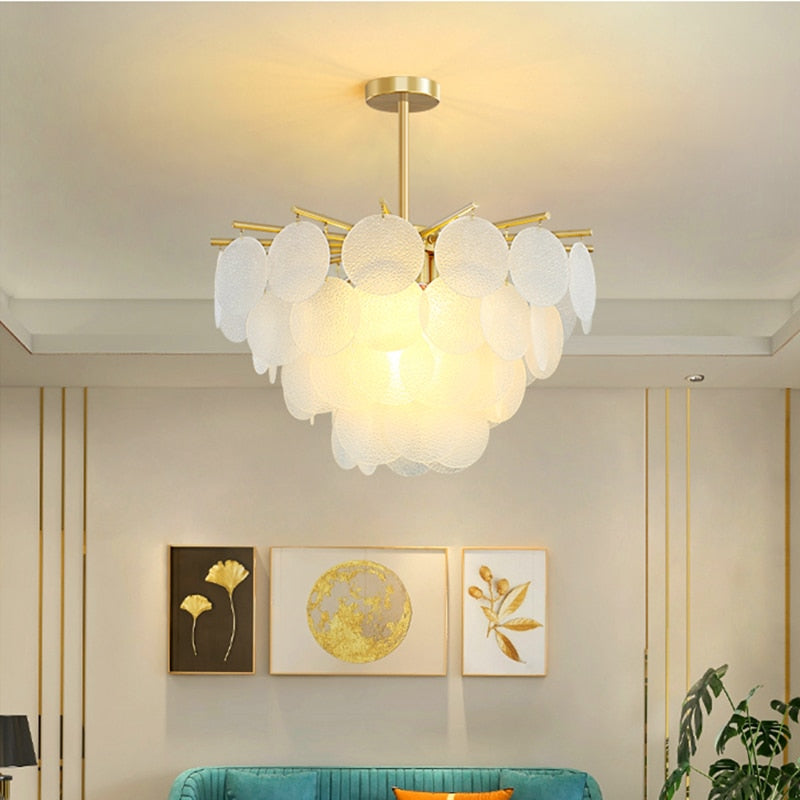 Metal Luxury Glass LED Chandelier for Living Room