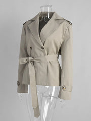 Belted Double Breasted Crop Jacket