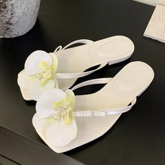 Flowers Clip Toe Women Flat Sandals