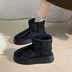 Suede Rhinestone Anti-slip Wear-resistant Short Boots