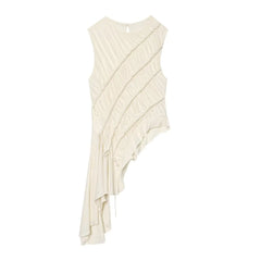 Asymmetrical ruched sleeveless top flat lay front