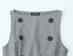 Women's vest top with a boat neckline and buttons.