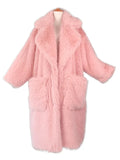 Thick Soft Fluffy Faux Fur Pockets Lapel Overcoat