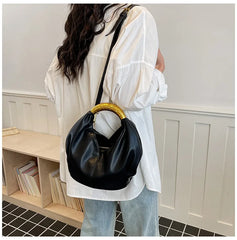 Metal Handle Soft PU Dumpling Shoulder Bag