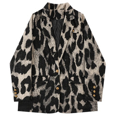  Woman wearing an Old Money Style Leopard Blazer