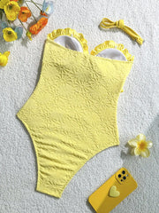 Textured One Piece Swimsuit Set