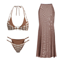 Polka Dot Gingham Ruffled Swimwear Set