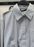 Stripe Single Pocket Cropped Button Shirts