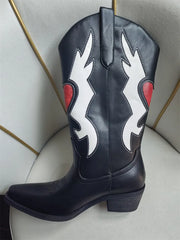 Embroidered Heart Western Boots