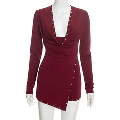Cowl Neck Rivet Detail Romper