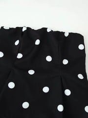 Polka Dot Peplum Tube Top and Flare Pants Set