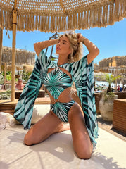 Cut Out One Piece Swimsuit with Butterfly Sleeves