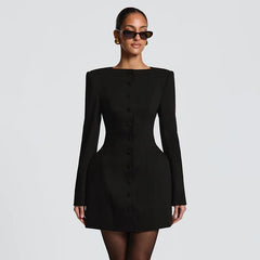 Button Structured Blazer Mini Dress