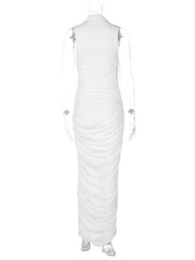 Mock Neck Ruched Maxi Dress