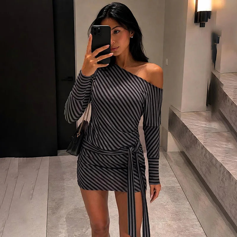 Striped Off-Shoulder Dress