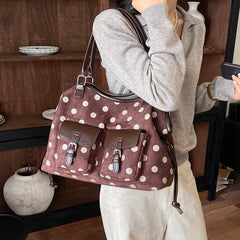 Polka Dot Faux Leather Tote Bag
