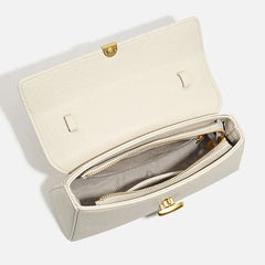 Flap Lock Leather Shoulder Bag