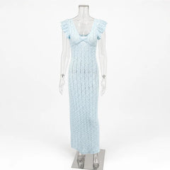 Ruffled Sleeve Knit Maxi Dress