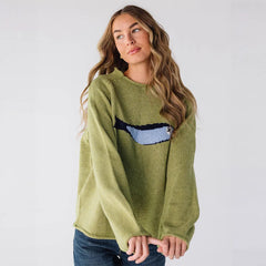 Animal Knit Crew Neck Sweater