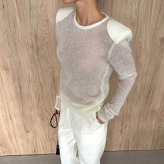 Sheer Knit Shoulder Detail Top