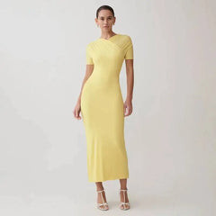 Yellow cross neck maxi dress