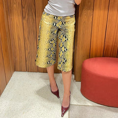 Yellow snake print culottes