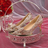 Bling Glitter Pumps Bowknot Thin Heels Wedding Party Shoes