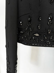 Embellished Stand Collar Cropped Jacket and Maxi Skirt Set
