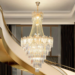 Duplex Chandelier Livingroom Hotel Villa Crystal Chandelier Simple Building In The Middle Floor Hollow Staircase Long Chandelier Golden Atelier 3