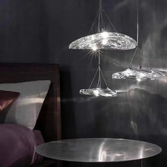 Modern Nordic manta ray pendant light with an LED bulb, illuminating a Dining room  room. Golden Atelier 4