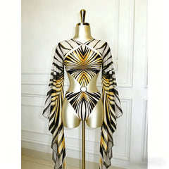 Cut Out One Piece Swimsuit with Butterfly Sleeves