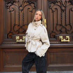 Belted Double Breasted Trench Coat