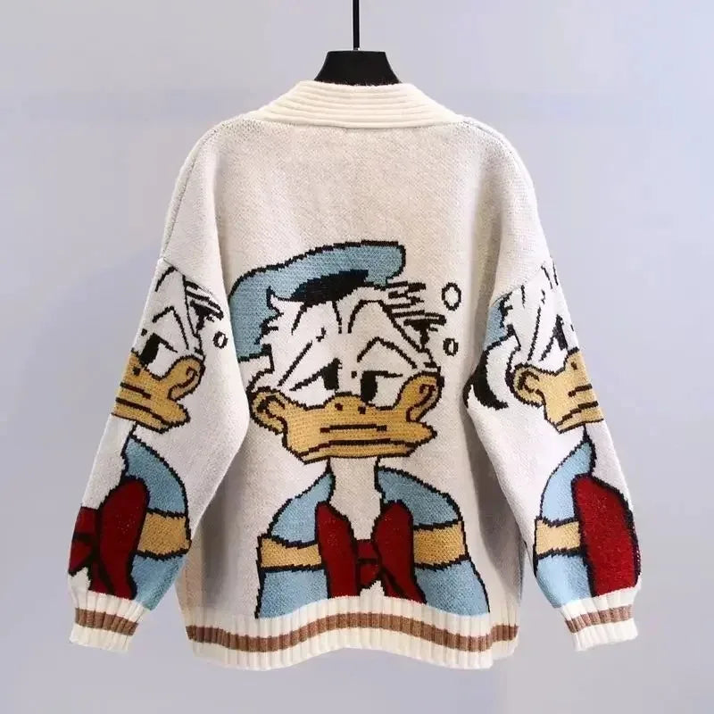 Knitted Cardigan Donald Cartoon Sweaters for Women