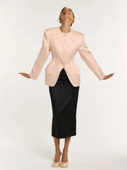 Satin Hourglass Waist Blazer
